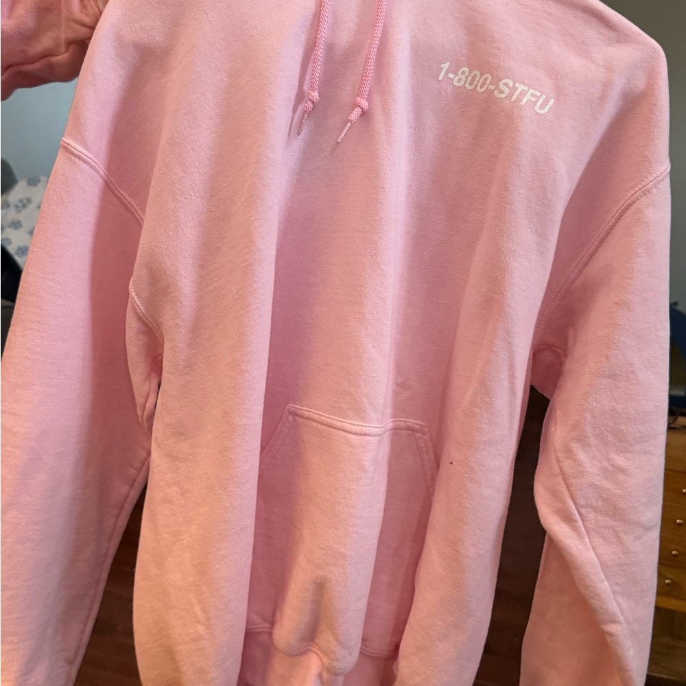 Jac Vanek Pink Hoodie with White Text